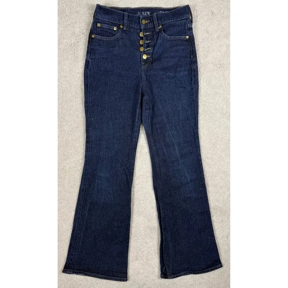 NWOT J. CREW '96 Flare Button Fly Women's Sz 26 (actual 26x30) Blue Jeans #1472