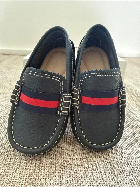 Elephantito Club Loafers Navy Leather Size 6.5 Toddler NWOT