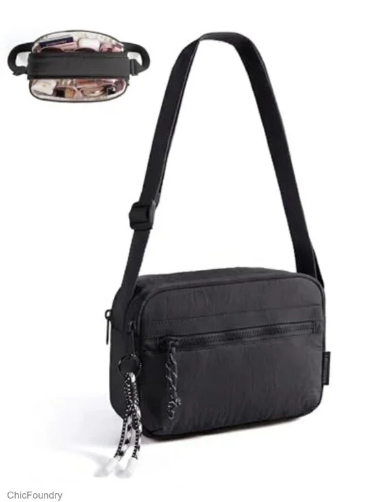 Compact Nylon Crossbody Purse with Adjustable Strap, Travel Handbag