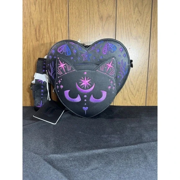 Loungefly Neon Cat Heart Figural Crossbody‎ Bag NWT