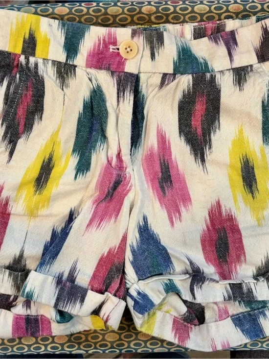 J. Crew Multicolor Ikat Roll-Cuff Shorts Multicolor Size 0