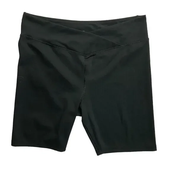 J. Crew Crossover Waist Biker Short Size L Black Pull‎ On Stretch Athletic
