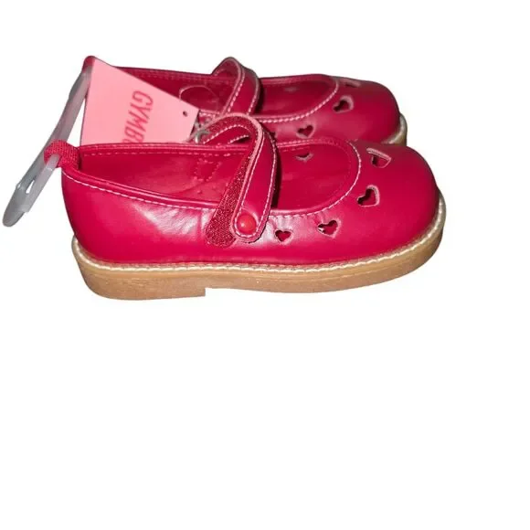 Vintage Gymboree Mary Jane Dress Shoes Size 8 Red Heart Cut Outs New With Tags