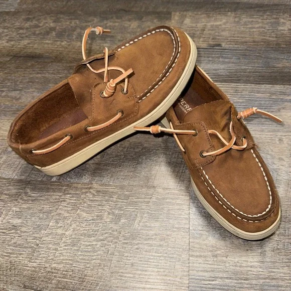 Sperry Cup II Boat Shoes Boys Brown Leather Loafers STK261419 Size 4M