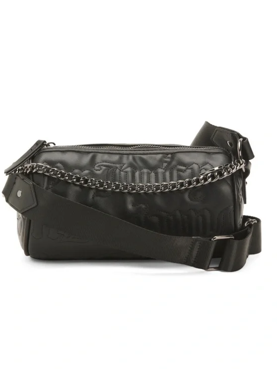 JUCY COUTURE Liquorice Leather Puff Roll Crossbody With Hangoff Pouch