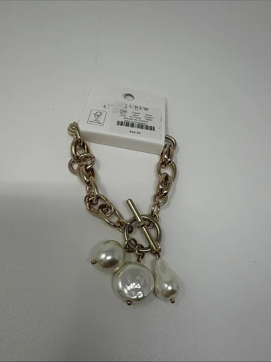 J. Crew Gold-Tone Chain Bracelet with Pearl Charms
