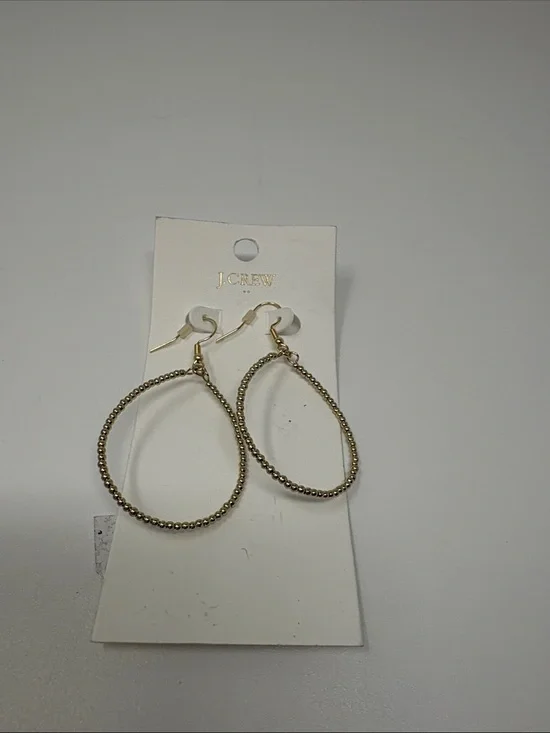 J. Crew Gold Beaded Oval Hoop Earrings