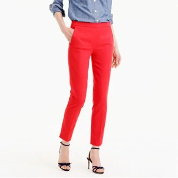 J. Crew Martie Red Ankle Length Trousers Slacks Pants Office Everyday Size 6 NWT