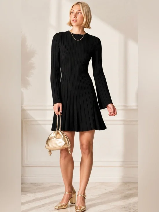 New! J.Crew Rib-knit mini sweater-dress  Fit & Flare Dress