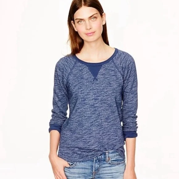 J Crew French Terry Blue Sweatshirt EUC Sz XXS Loungewear Athleisure