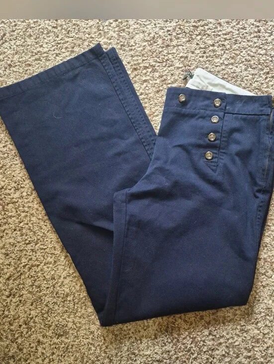 J. Crew Blue Button-Front Pants Size 8