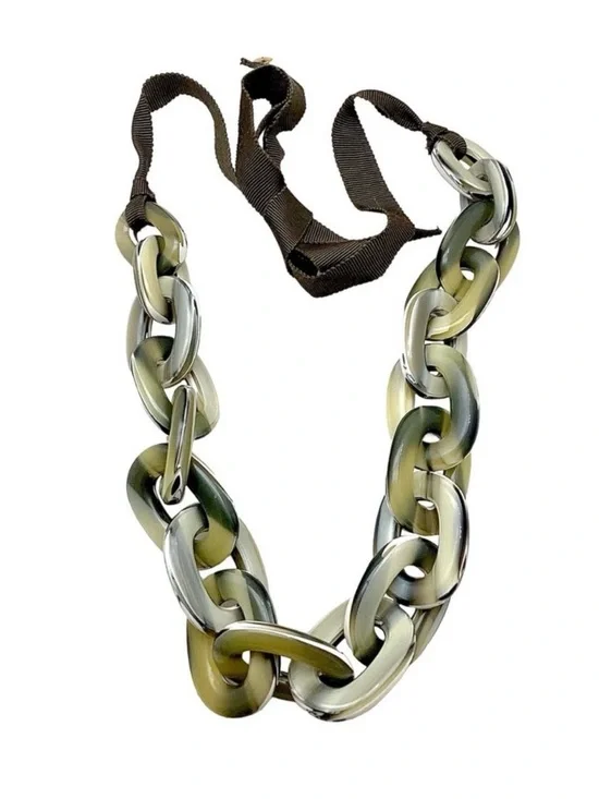 J. Crew Ribbon Tie Acrylic Chain Link Statement  Necklace