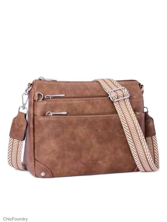 Medium Faux Leather RFID Crossbody Bag with Adjustable Strap