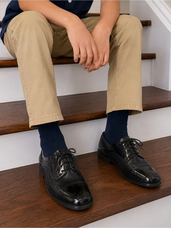 Florsheim Boys Black Lace-Up Dress Shoes