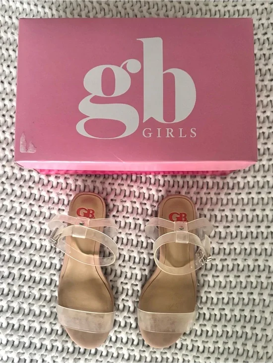 Gianni Bino Girls Clear Strap Sandals with Nude Straps sz 1