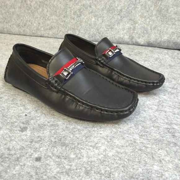 Bruno Marc Boys Black Loafers SBLS218K Slip On Driving Mocs Dress Shoes Size 3