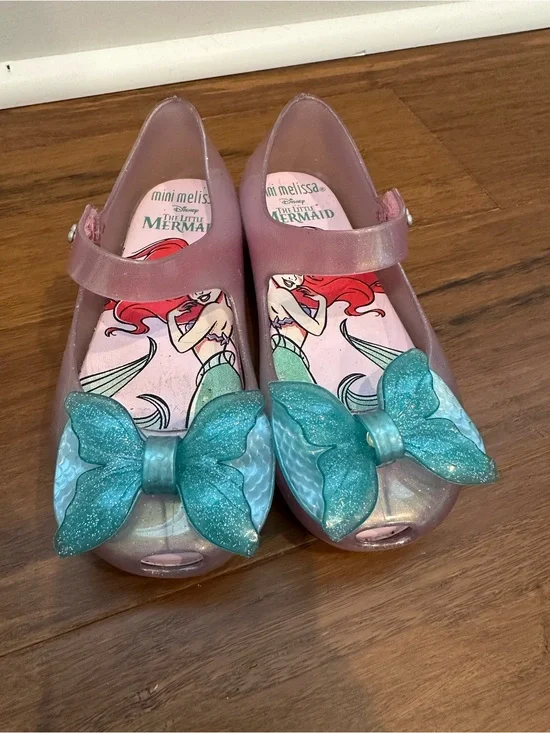 Mini Melissa Girls Mary Jane Disney Little Mermaid Purple Jelly Shoes Size 12