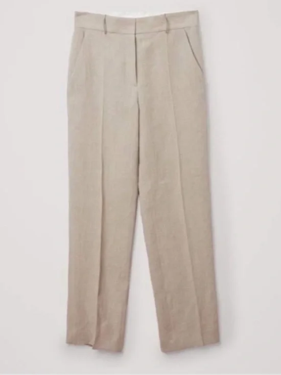 J. Crew Bristol Trouser in Herringbone Linen Cream size 12
