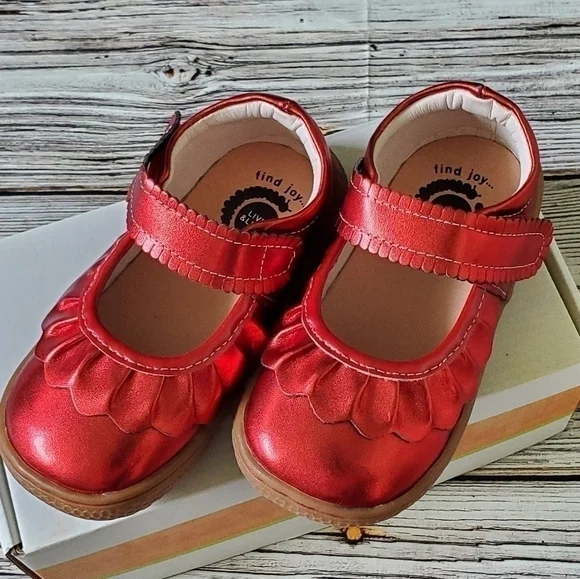 Livie and Luca Ruche Mary Jane Shoes Metallic Red Holiday Christmas Shoes NWOB