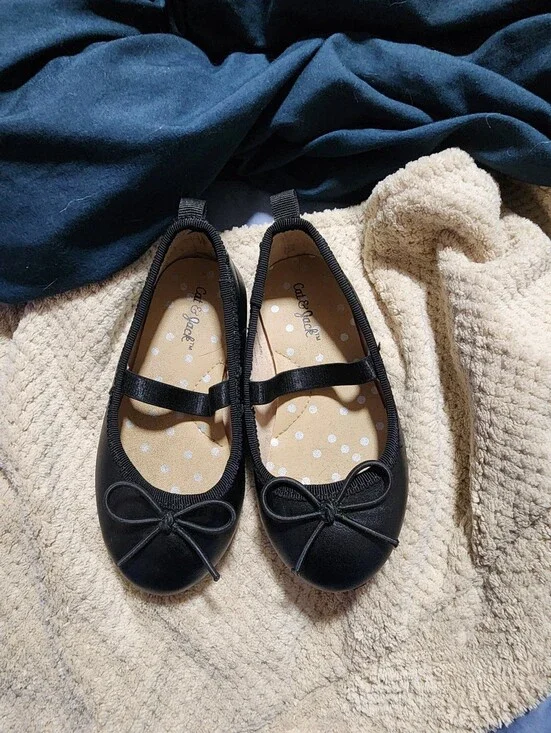 Cat & Jack Girls' Black Mary Jane Flats with Bow