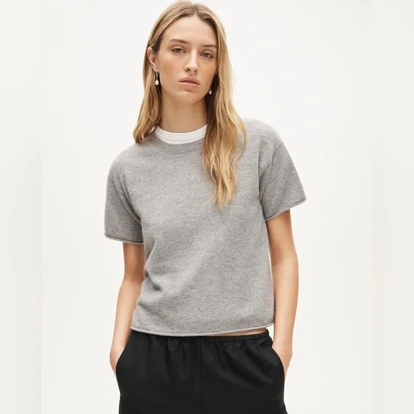 NWT J.Crew Cashmere Relaxed T-Shirt in Heather Graphite