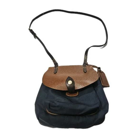 Dooney‎ & Bourke SMALL Crossbody Shoulder Nylon Leather Bag Astral Blue Pockets