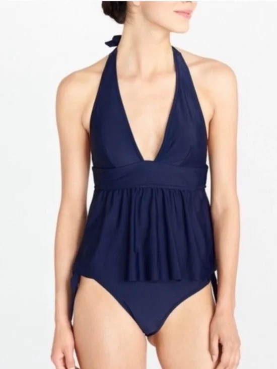 J. Crew Peplum Halter Tankini Swim Top Size Small