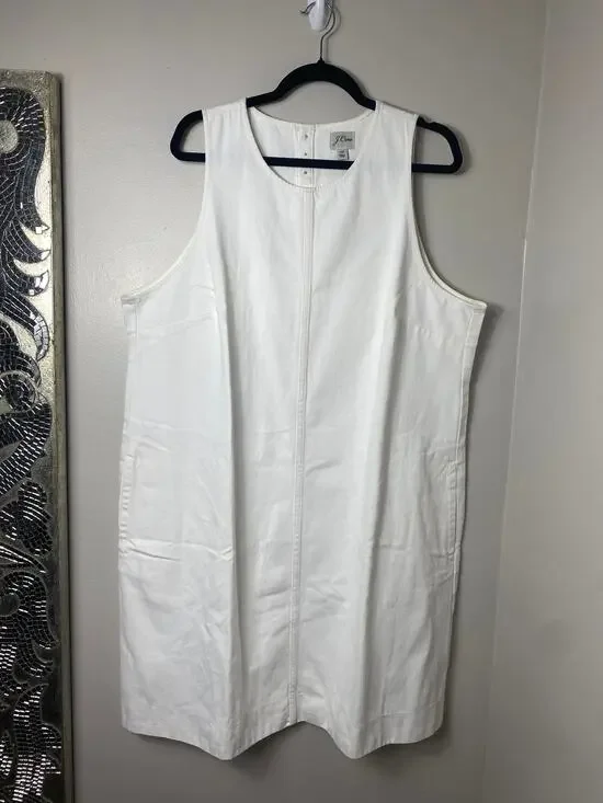 NWT J. CREW DRESS 20 WHITE DENIM COASTAL RESORT VACATION MINIMALIST CASUAL