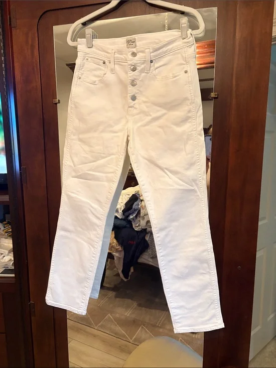 J Crew White High-Rise Button-Fly Jeans
