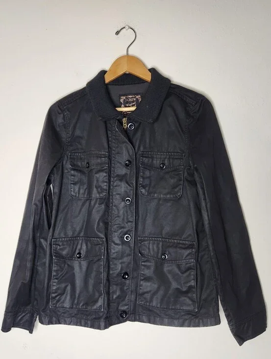 J. Crew Womens Medium Black Washed Age Utiliy Jacket Moto