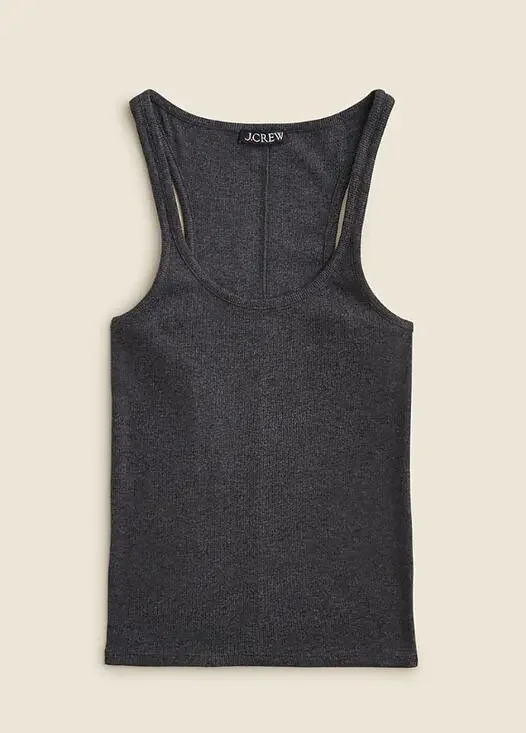 J Crew Fine Rib Racerback Tank Top XL Black NWT Shirt CK313 J.Crew