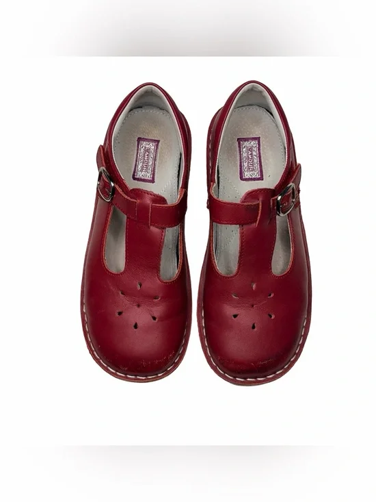 L’Amour Joy Classic Red Leather T-Strap Mary Jane