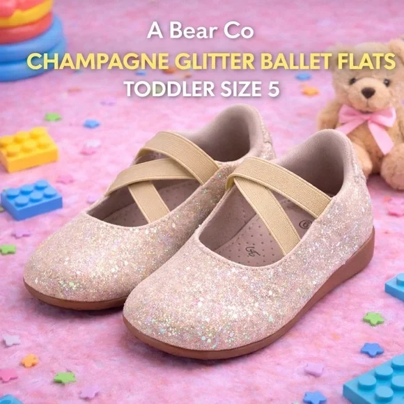 A Bear Co. Champagne Glitter Ballet Flats Toddler Size 5