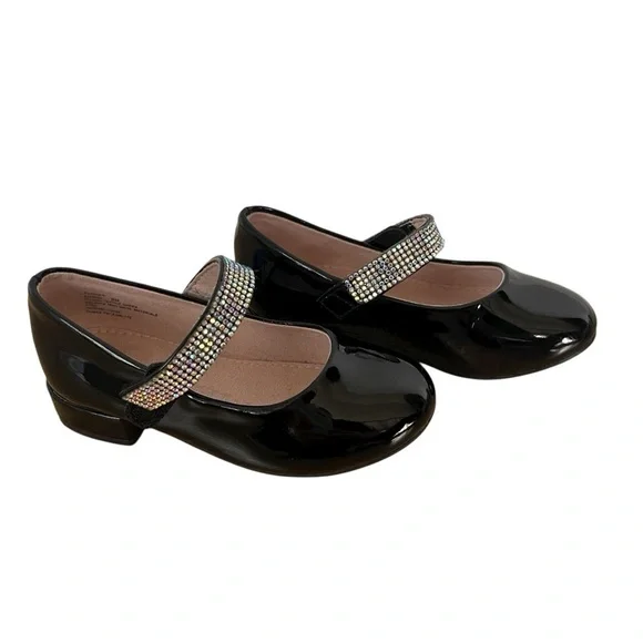 Kelly & Katie Black Dress Shoes with Rhinestone Strap