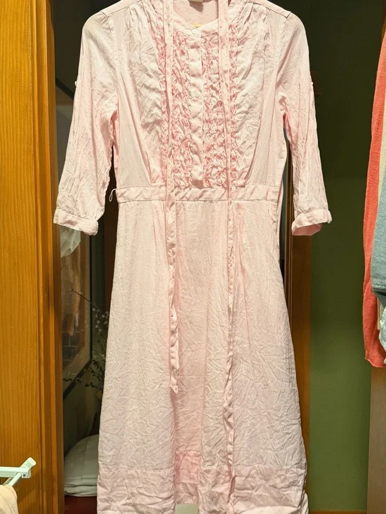 J. Crew Light Pink Midi Dress with Ruffle Bib