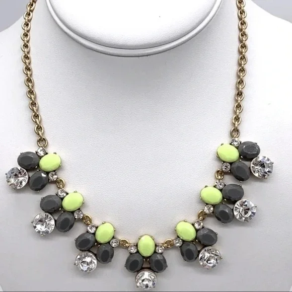 J. Crew Gray Yellow Crystal Necklace