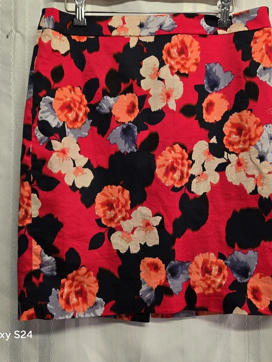 Bright Floral Red A-Line Skirt