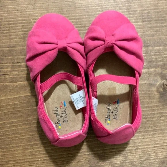 Bumble‎ + Birdie Girls Pink Faux Suede Bow Ballet Flats Size 9 S942