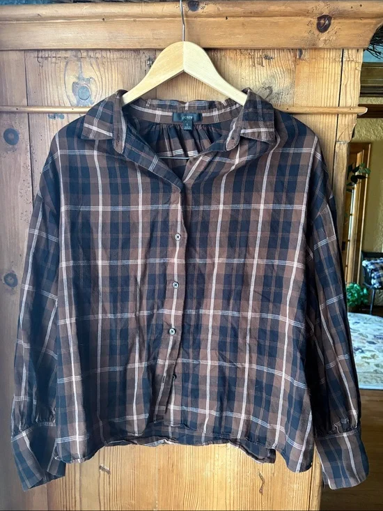 J. Crew Brown & Black Plaid Button-Down Shirt