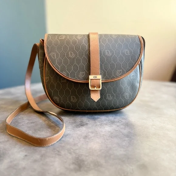 Dior VINTAGE Honeycomb Monogram Saddle Crossbody, Christian Dior