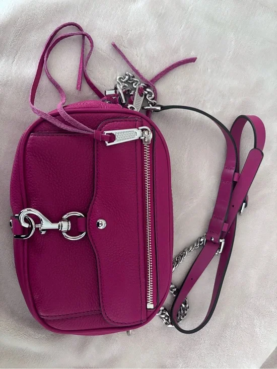 Rebecca Minkoff Magenta Leather Crossbody with Silver Hardware