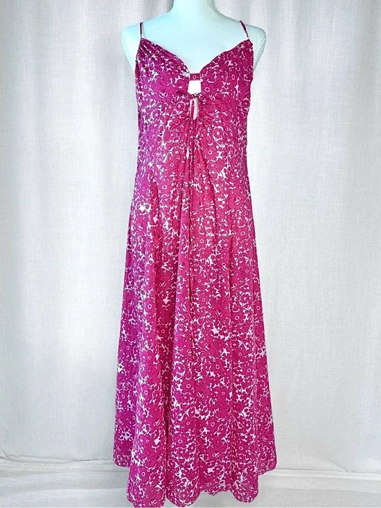 J.Crew Cotton Voile Keyhole Cover-Up Maxi Dress Blushing Meadow Festival Pink M