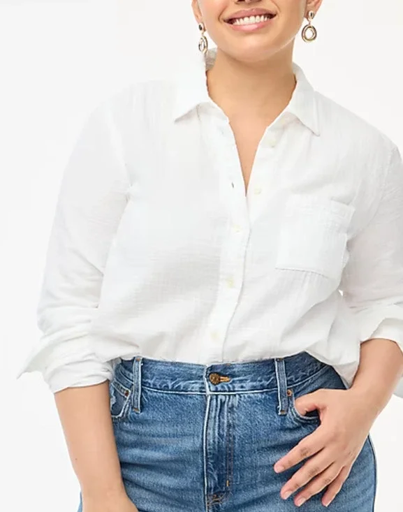 NWT J. Crew Gauze Button Up Shirt XXL 2X White Blouse Button Up BY043 J.Crew