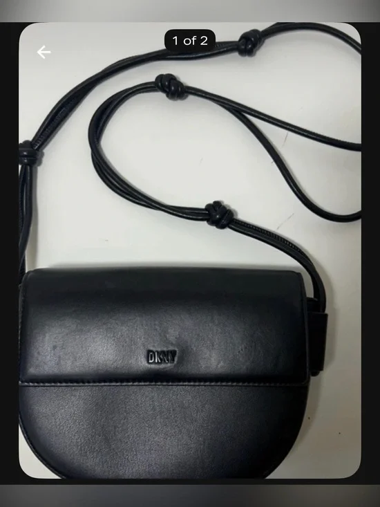 Dkny Black Leather Half-Moon Crossbody Bag