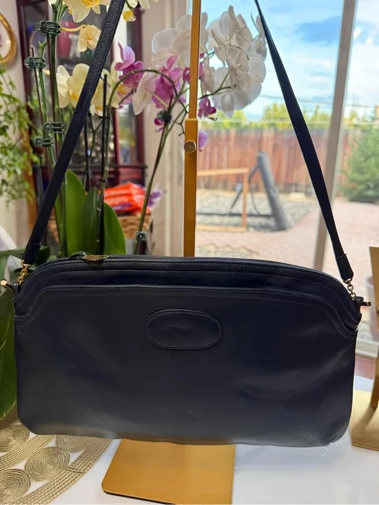 Vintage 80s Morris Moskowitz Navy Blue Leather Crossbody Bag MM Charm As Is