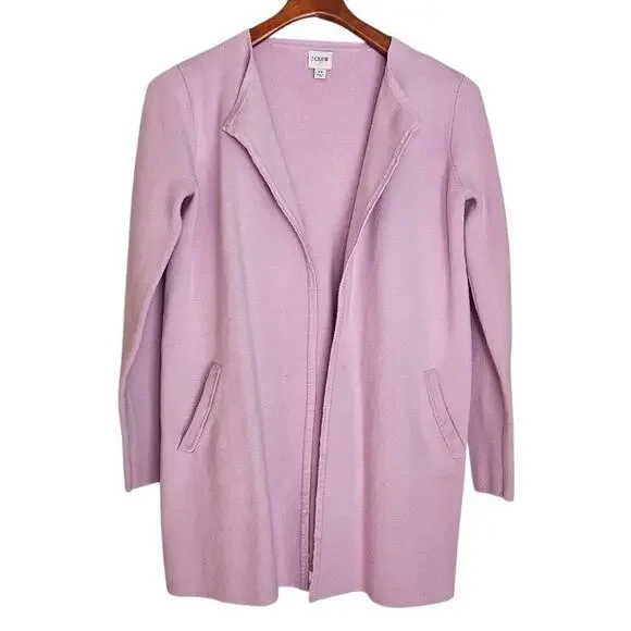 J. Crew Juliette Sweater Blazer Collarless Open Front Lavender Size XS