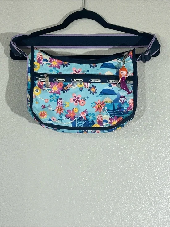 LeSportsac Aqua Floral Mermaid Print Crossbody Bag