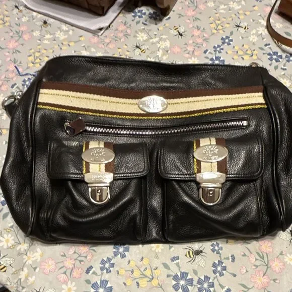Christine Price Black Shoulder Bag Chain Strap Detachable Strap Zip Buckle Logo