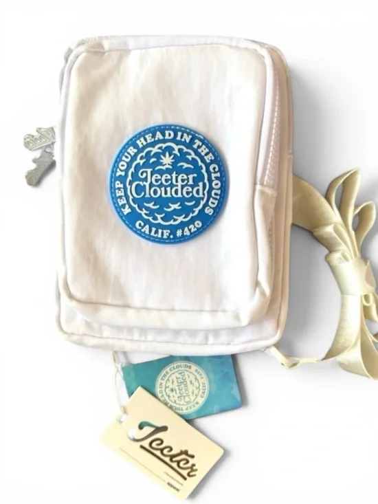 Jeeter 420 White Crossbody Clouded Capsule Bag 6x8” Festival 3 Pockets NWT