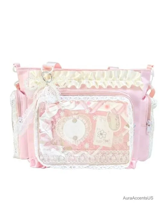 Ita Bag with DIY Accessory Kit - Clear Window Kawaii Lace Crossbody Bag with